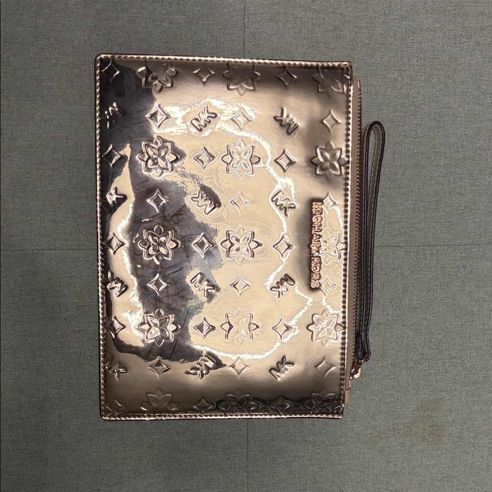 Michael Kors Shiny Floral Embossed Clutch